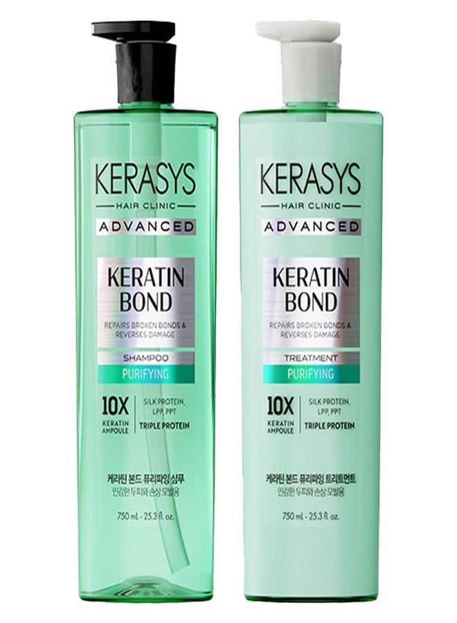 Kerasys Advanced Keratin Bond Shampoo and Treatment Set 20.2 fl oz / 600 ml (Purifying) - Image 1